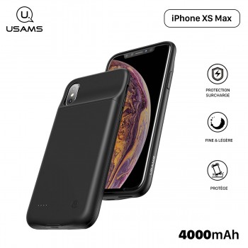 Usams Coque Batterie pour iPhone XS Max 6.5" [Millie Series US-CD69] Coque Batterie 4000mAh Fine et Légère, Ultra Sécurisée pour
