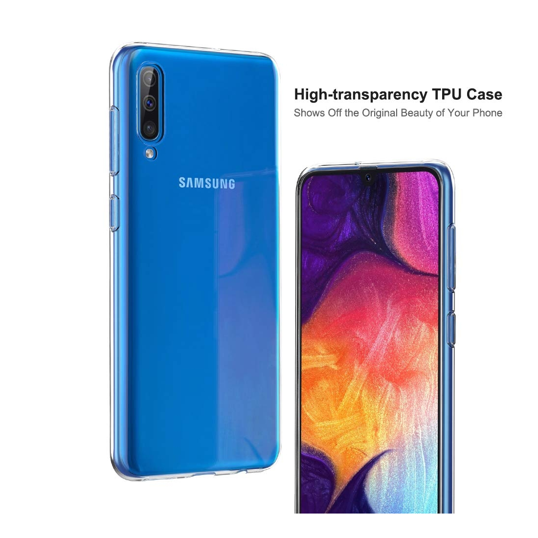 Moxie Coque Galaxy A50 [Skintrans] Coque en TPU Souple Transparente Ultra Fine pour Samsung Galaxy A50 (2019) - Transparent