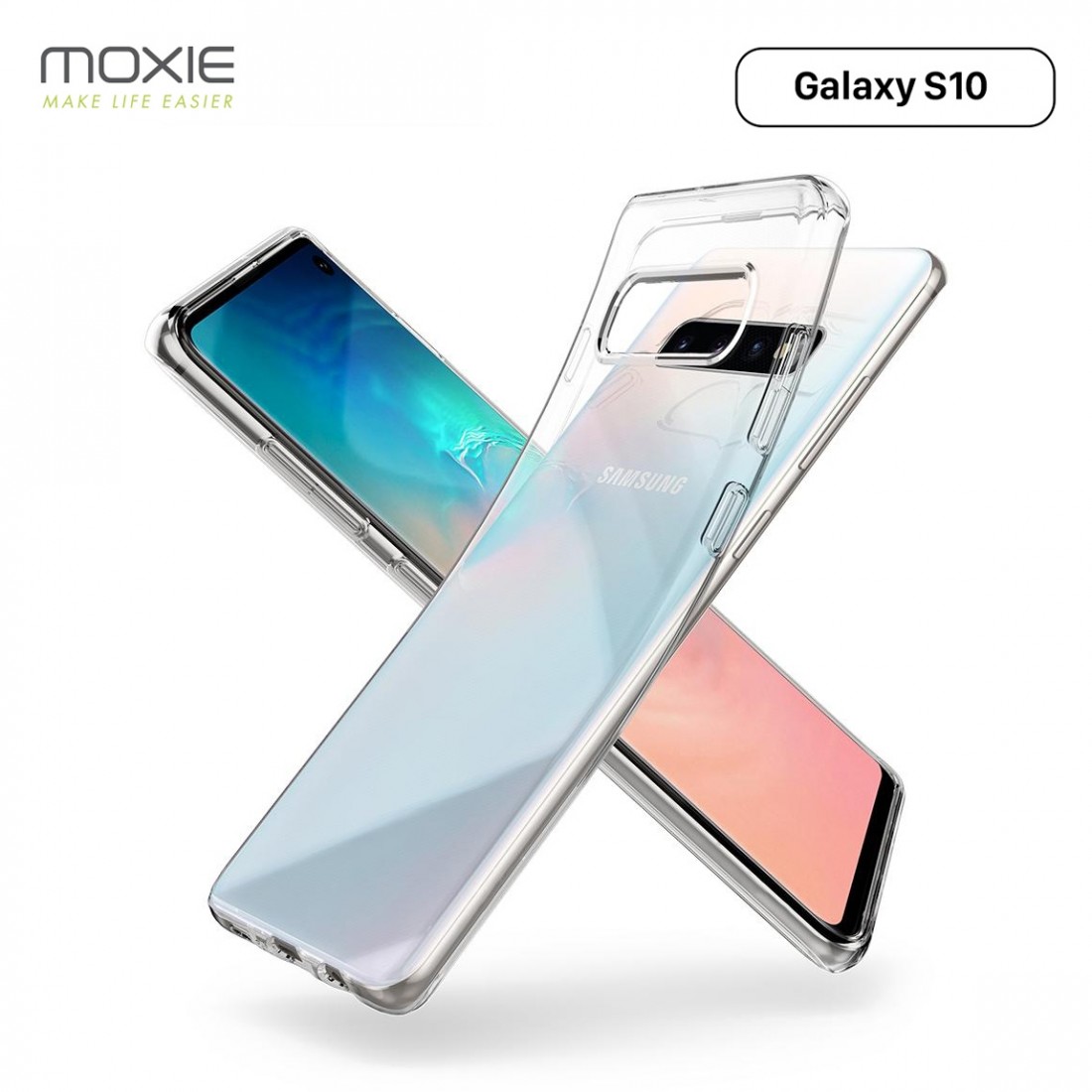 Moxie Coque Galaxy S10 [Skintrans] Coque en TPU Souple Transparente Ultra Fine en Silicone, Anti-traces, Ajustement Parfait pour