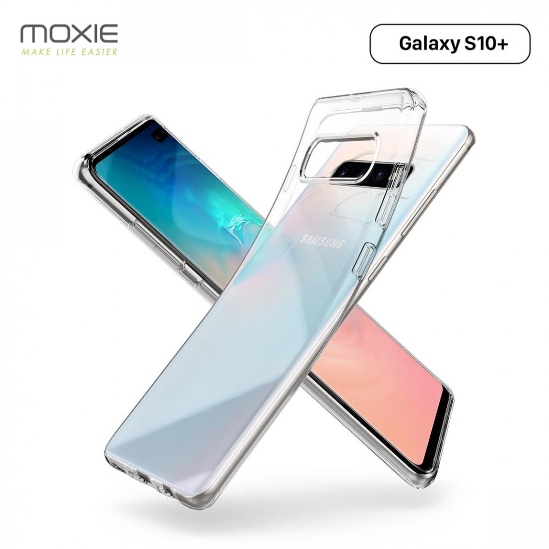 Moxie Coque Galaxy S10 Plus [Skintrans] Coque en TPU Souple Transparente Ultra Fine en Silicone, Anti-traces, Ajustement Parfait