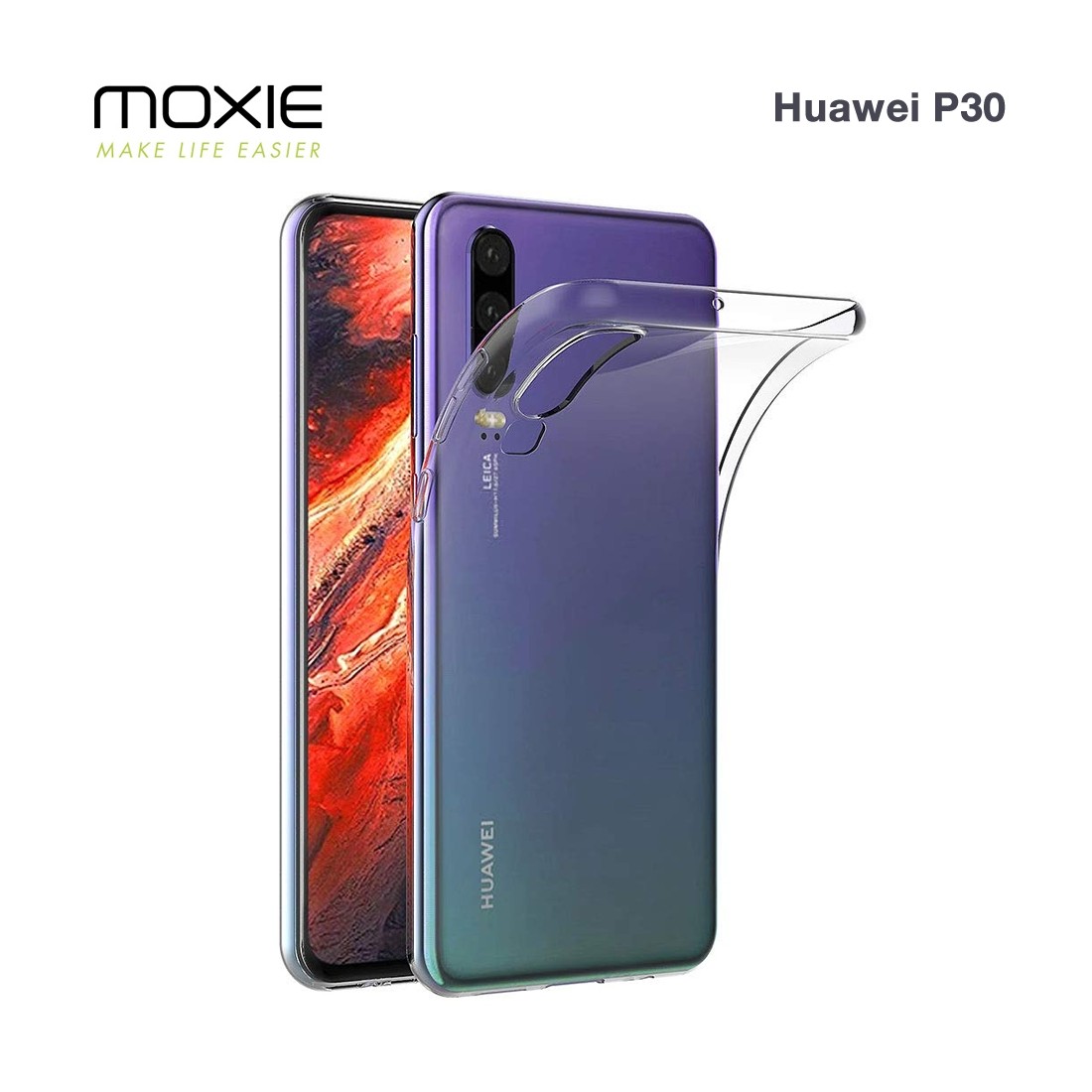 Coque Huawei P30, Moxie [Skintrans] Coque en TPU Souple Transparente Ultra Fine pour le Huawei P30 (2019) - Transparent