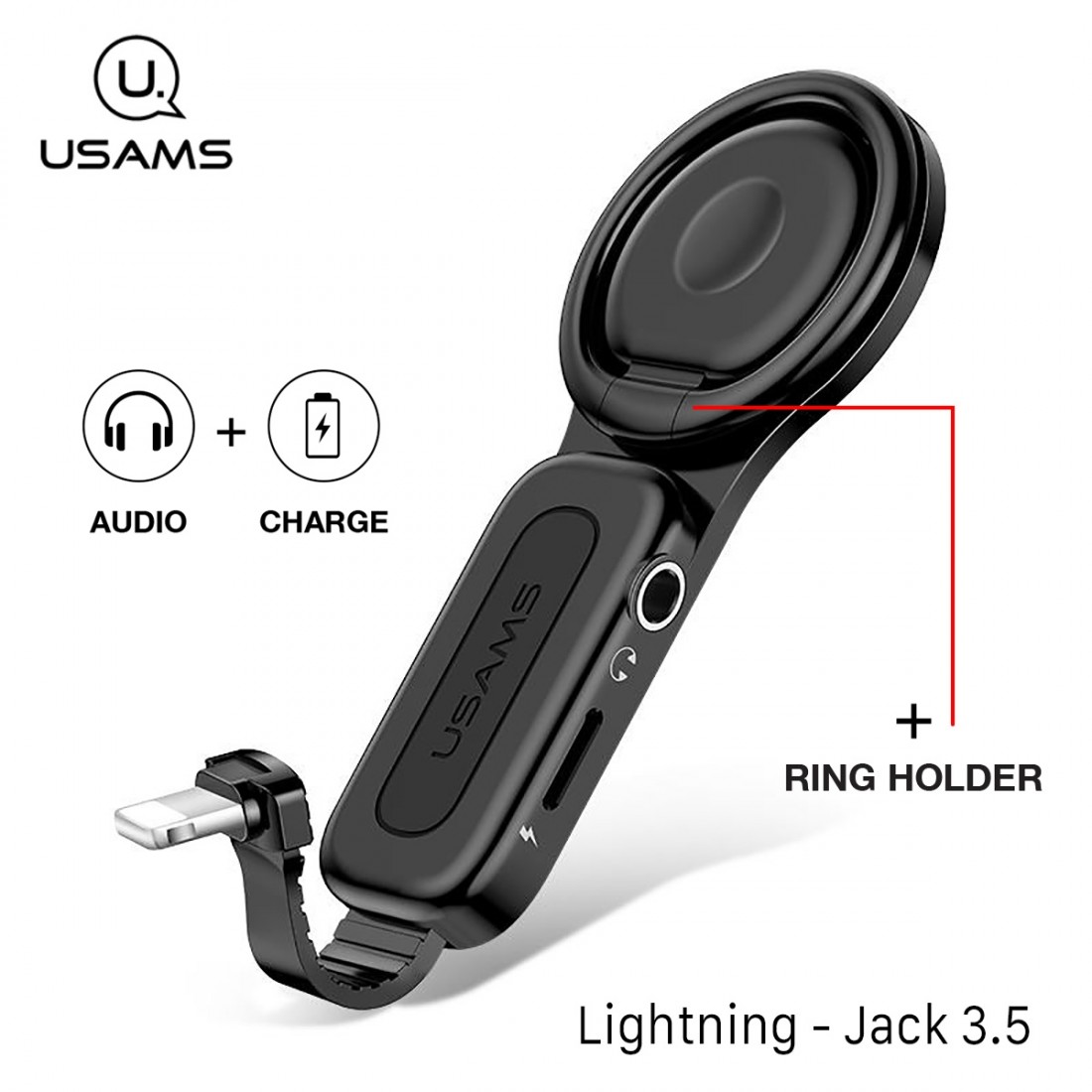 Adaptateur Audio Lightning et Jack 3.5mm, Usams [US-SJ275] Lightning pour la Charge, Connecteur Jack 3.5mm pour l'Audio en 2A, i