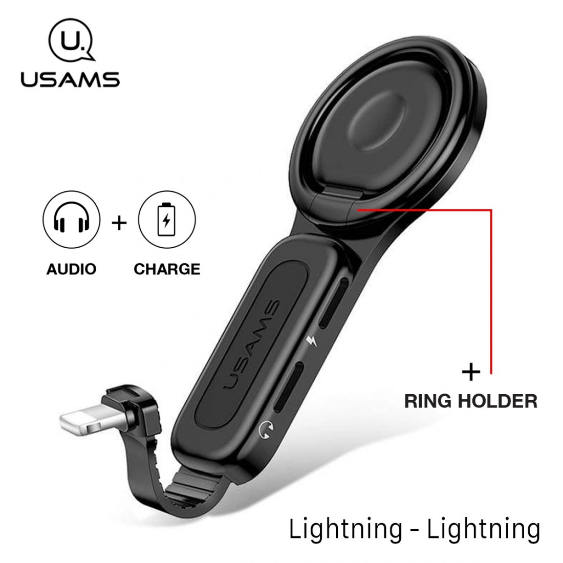 Double Adaptateur Audio Lightning, Usams [AU06] Double Lightning supportant la Charge et l'Audio en 2A, iOS 7.0 ou Supérieur, Su