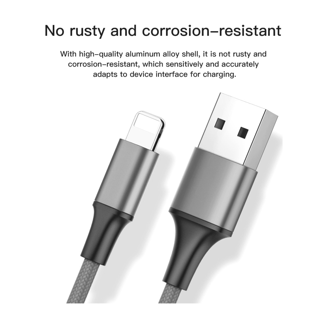 Câble 3 en 1 Moxie nylon tressé 3A 1,2 m Lightning/Micro-USB/USB-C - Argent
