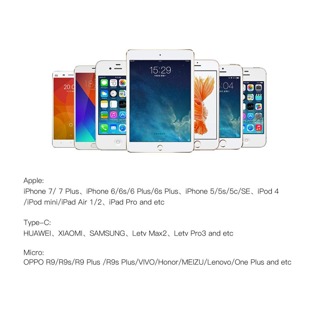 Câble 3 en 1 Moxie nylon tressé 3A 1,2 m Lightning/Micro-USB/USB-C - Argent