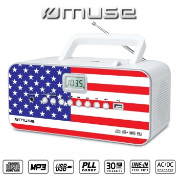 Radio CD, Muse [M-28 US] Radio CD/CD-R/RW/MP3 avec Tuner PLL AM/FM, Affichage LCD, Antenne Pivotante, Radio avec Poignée de Tran