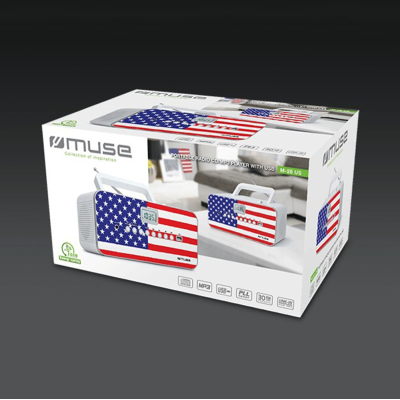 Radio CD, Muse [M-28 US] Radio CD/CD-R/RW/MP3 avec Tuner PLL AM/FM, Affichage LCD, Antenne Pivotante, Radio avec Poignée de Tran