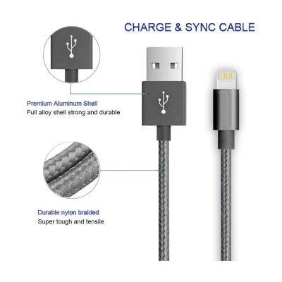 Câble Lightning, Moxie [DATANYLON] Câble Lightning renforcé en Nylon tressé supportant la Charge et la Synchronisation des donné
