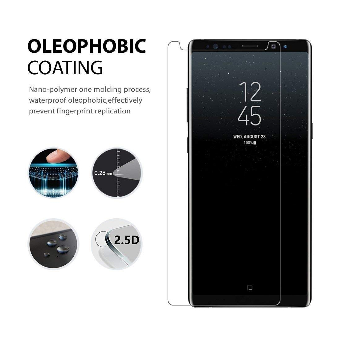 Protection d'écran Samsung Galaxy Note 9 en verre trempé, Moxie [Ultimate 3D+]