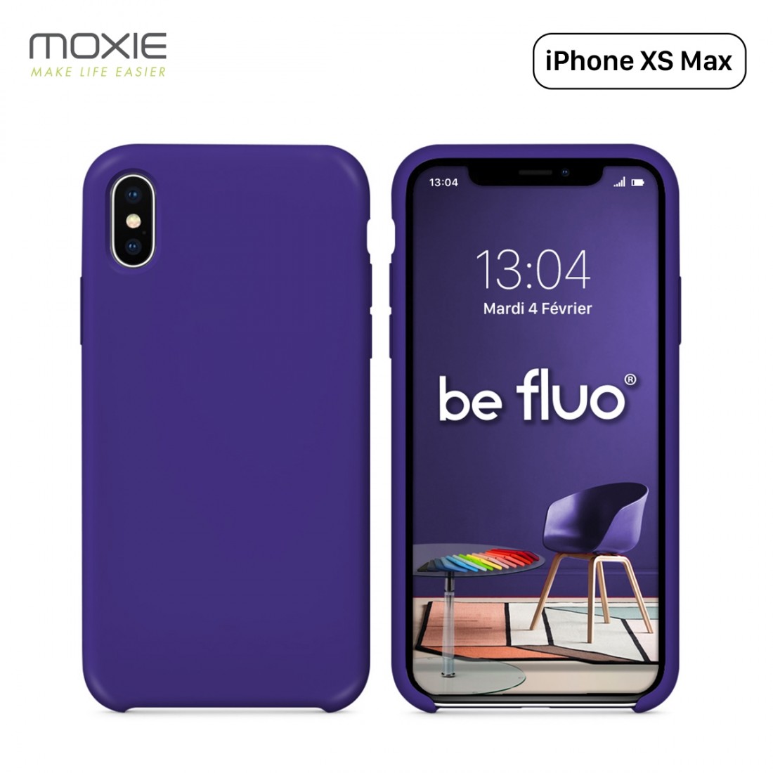 Moxie Coque iPhone XS Max [BeFluo] Coque Silicone Fine et Légère pour iPhone XS Max 6.5", Intérieur Microfibre, Coque Anti-chocs