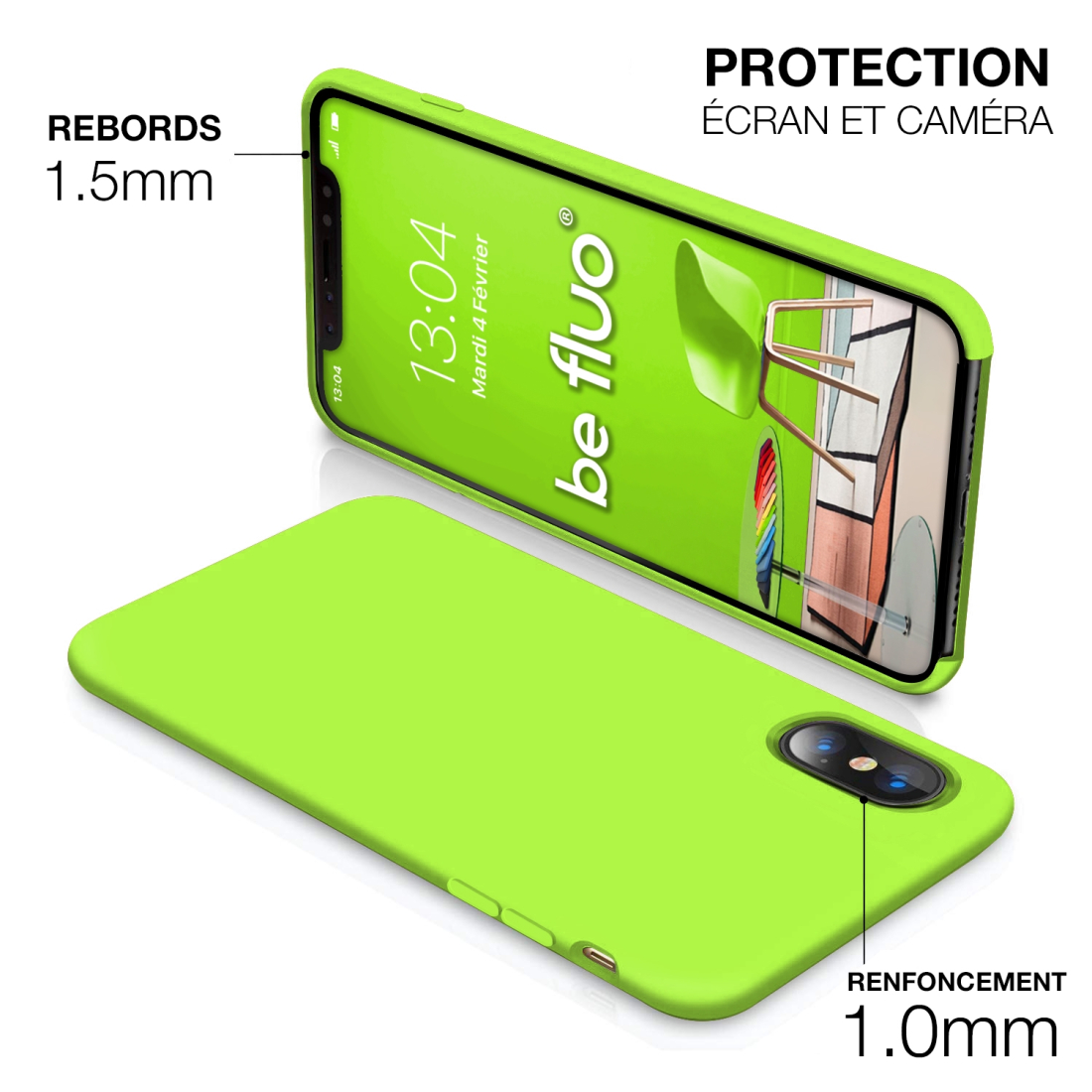 Moxie Coque iPhone XS Max [BeFluo] Coque Silicone Fine et Légère pour iPhone XS Max 6.5", Intérieur Microfibre, Coque Anti-chocs
