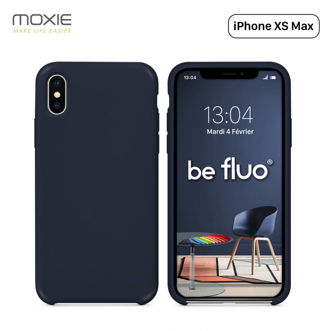 Moxie Coque iPhone XS Max [BeFluo] Coque Silicone Fine et Légère pour iPhone XS Max 6.5", Intérieur Microfibre, Coque Anti-chocs