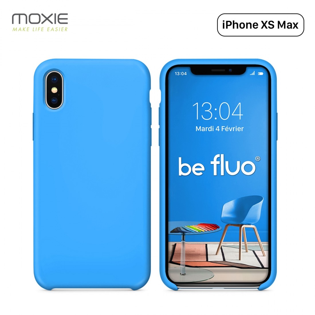 Moxie Coque iPhone XS Max [BeFluo] Coque Silicone Fine et Légère pour iPhone XS Max 6.5", Intérieur Microfibre, Coque Anti-chocs