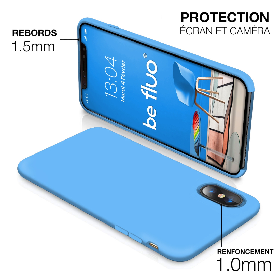 Moxie Coque iPhone XS Max [BeFluo] Coque Silicone Fine et Légère pour iPhone XS Max 6.5", Intérieur Microfibre, Coque Anti-chocs