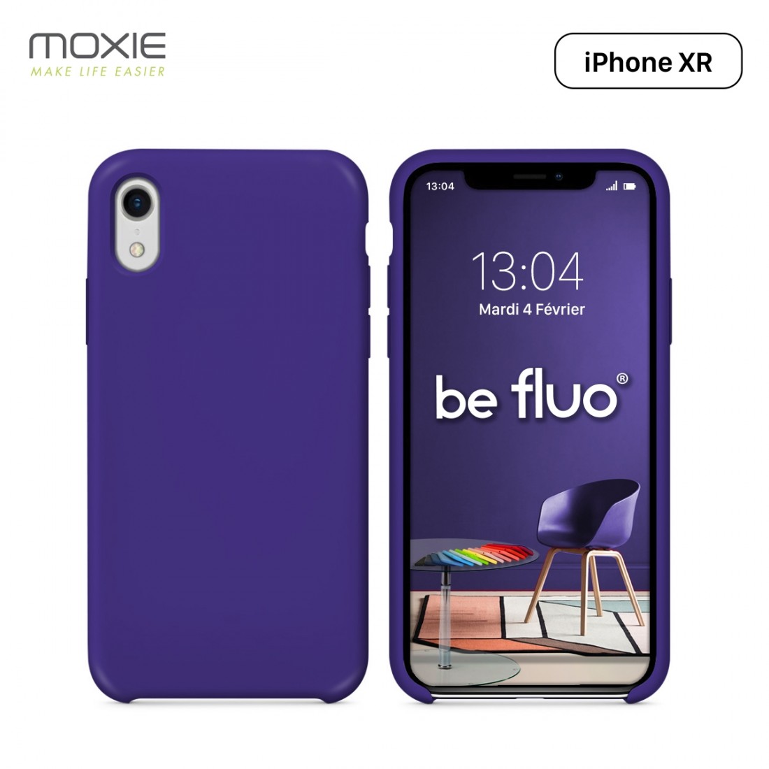 Moxie Coque iPhone XR [BeFluo] Coque Silicone Fine et Légère pour iPhone XR 6.1, Intérieur Microfibre, Coque Anti-chocs et Anti-