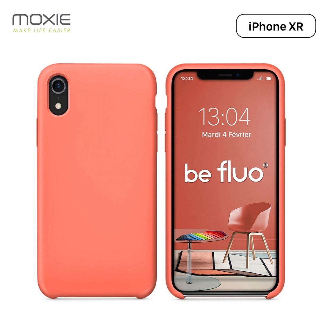 Moxie Coque iPhone XR [BeFluo] Coque Silicone Fine et Légère pour iPhone XR 6.1, Intérieur Microfibre, Coque Anti-chocs et Anti-