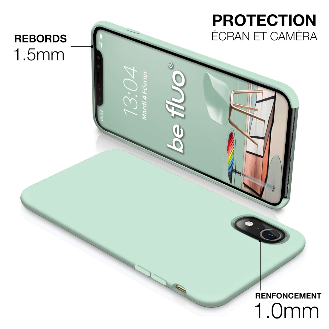 Moxie Coque iPhone XR [BeFluo] Coque Silicone Fine et Légère pour iPhone XR 6.1, Intérieur Microfibre, Coque Anti-chocs et Anti-