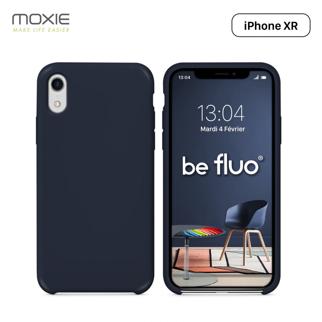 Moxie Coque iPhone XR [BeFluo] Coque Silicone Fine et Légère pour iPhone XR 6.1, Intérieur Microfibre, Coque Anti-chocs et Anti-
