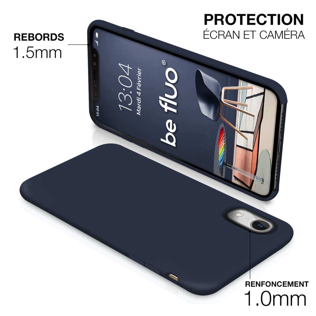 Moxie Coque iPhone XR [BeFluo] Coque Silicone Fine et Légère pour iPhone XR 6.1, Intérieur Microfibre, Coque Anti-chocs et Anti-