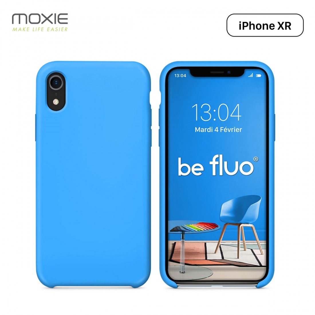 Moxie Coque iPhone XR [BeFluo] Coque Silicone Fine et Légère pour iPhone XR 6.1, Intérieur Microfibre, Coque Anti-chocs et Anti-