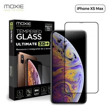 Moxie Verre Trempé pour iPhone XS Max 6.5" [Ultimate 3D+] Protection d'écran Complète en Verre Trempé 9H Ultra Clair, Anti-rayures et Anti-traces de doigts, Compatible Face ID pour iPhone XS Max 6.5