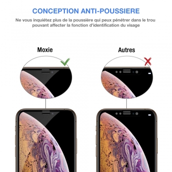 Moxie Verre Trempé pour iPhone XS Max 6.5" [Ultimate 3D+] Protection d'écran Complète en Verre Trempé 9H Ultra Clair, Anti-rayures et Anti-traces de doigts, Compatible Face ID pour iPhone XS Max 6.5