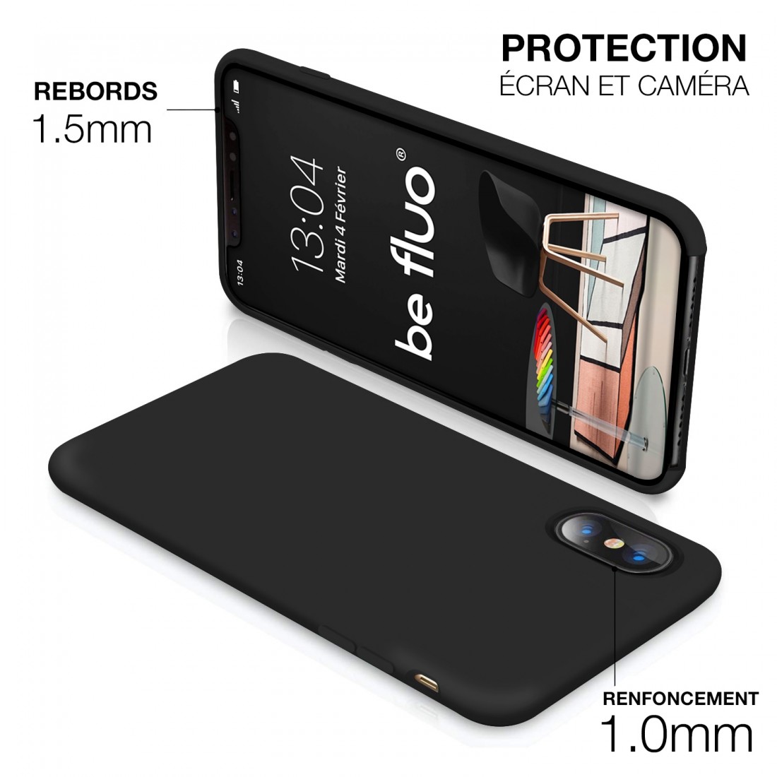 Moxie Coque iPhone XS Max [BeFluo] Coque Silicone Fine et Légère pour iPhone XS Max 6.5", Intérieur Microfibre, Coque Anti-chocs