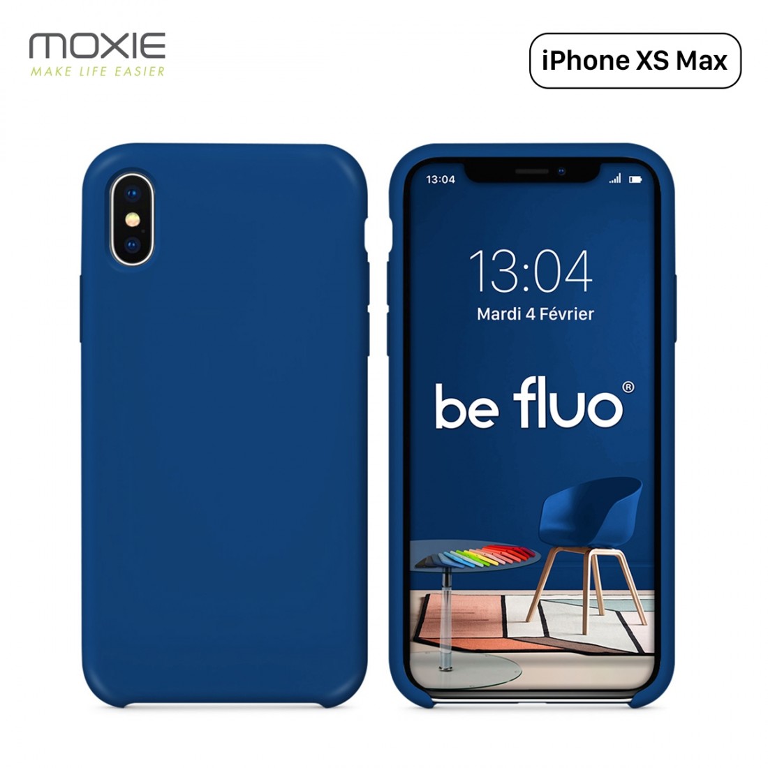 Moxie Coque iPhone XS Max [BeFluo] Coque Silicone Fine et Légère pour iPhone XS Max 6.5", Intérieur Microfibre, Coque Anti-chocs