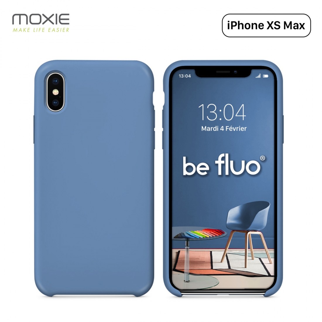 Moxie Coque iPhone XS Max [BeFluo] Coque Silicone Fine et Légère pour iPhone XS Max 6.5", Intérieur Microfibre, Coque Anti-chocs