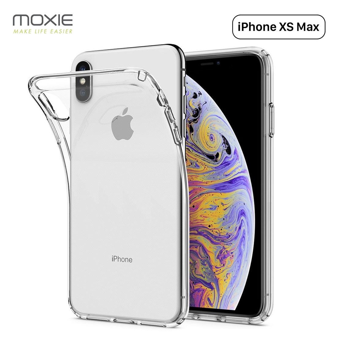 Moxie Coque iPhone XS Max 6.5" [Skintrans] Coque en TPU Souple Transparente Ultra Fine en Silicone, Anti-traces, Ajustement Parf
