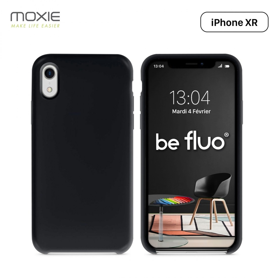 Moxie Coque iPhone XR [BeFluo] Coque Silicone Fine et Légère pour iPhone XR 6.1, Intérieur Microfibre, Coque Anti-chocs et Anti-