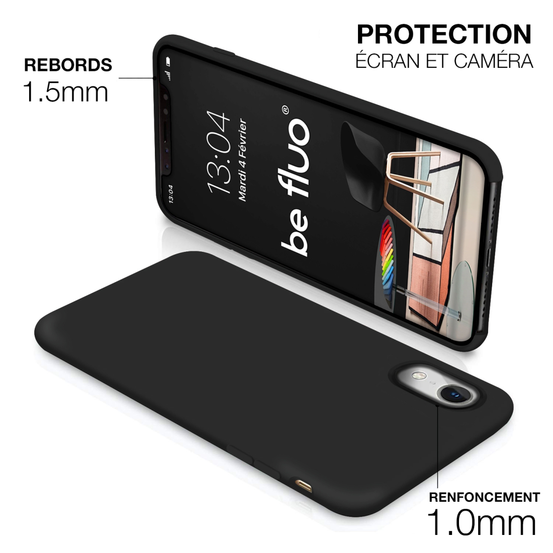 Moxie Coque iPhone XR [BeFluo] Coque Silicone Fine et Légère pour iPhone XR 6.1, Intérieur Microfibre, Coque Anti-chocs et Anti-