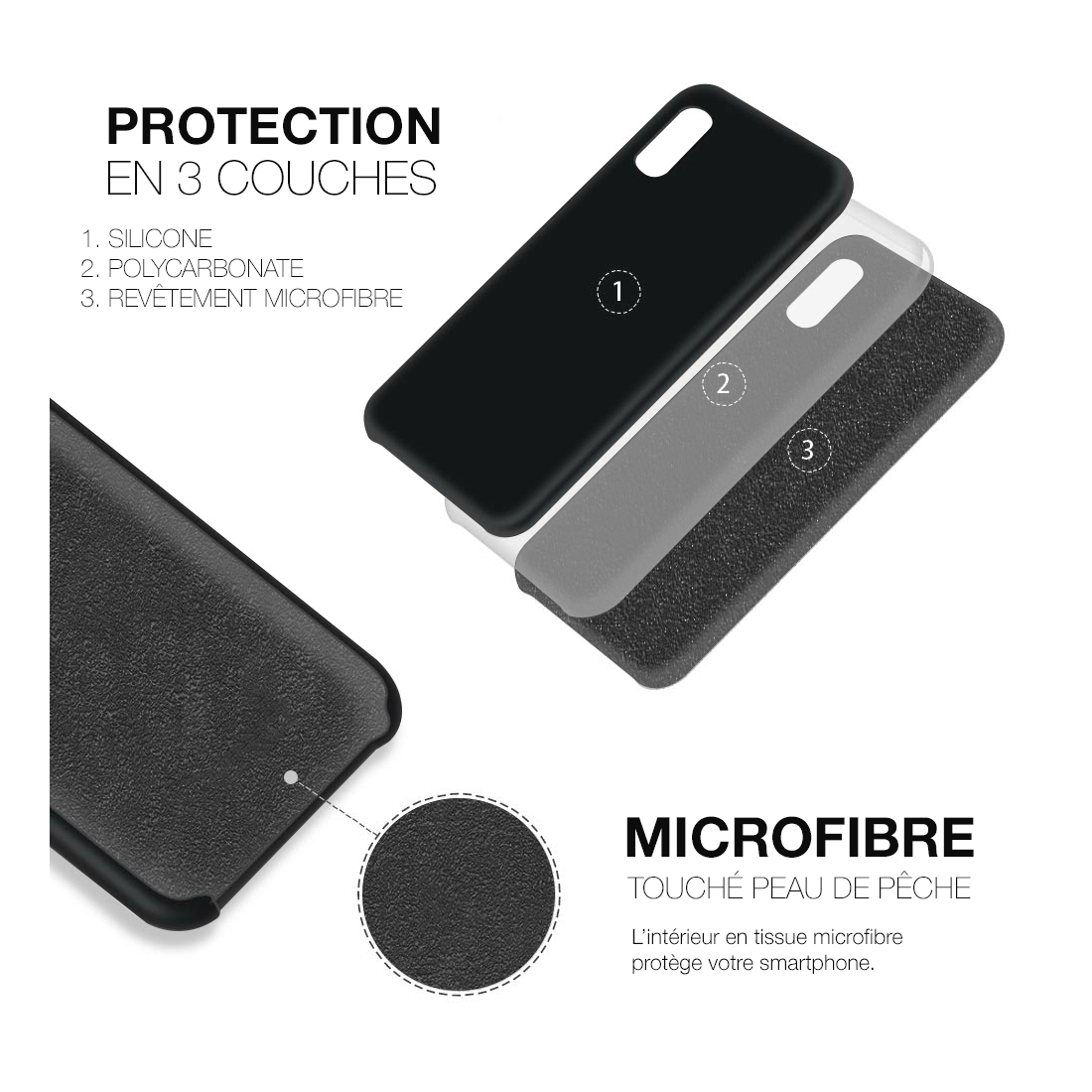 Moxie Coque iPhone XR [BeFluo] Coque Silicone Fine et Légère pour iPhone XR 6.1, Intérieur Microfibre, Coque Anti-chocs et Anti-