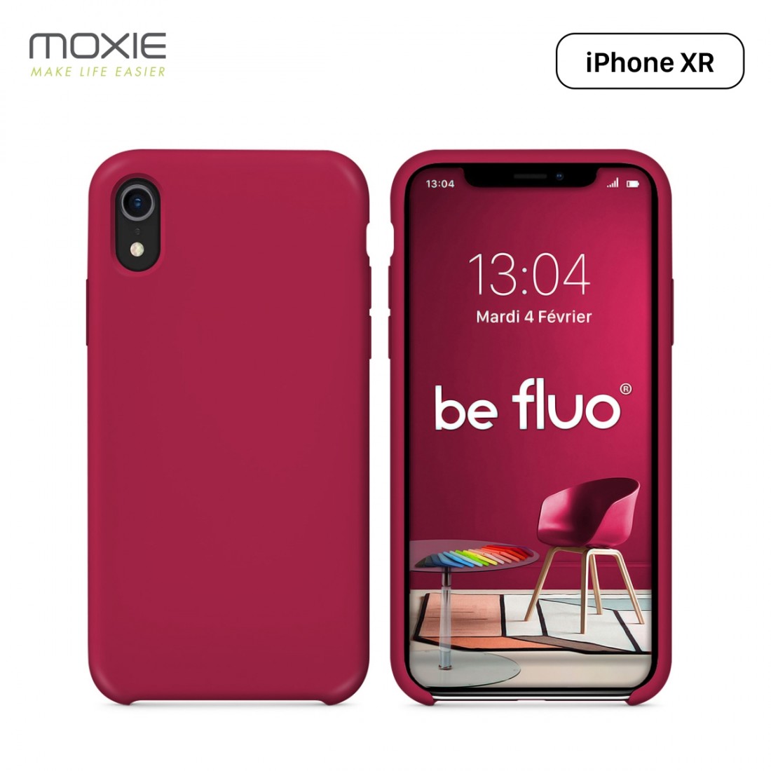Moxie Coque iPhone XR [BeFluo] Coque Silicone Fine et Légère pour iPhone XR 6.1, Intérieur Microfibre, Coque Anti-chocs et Anti-