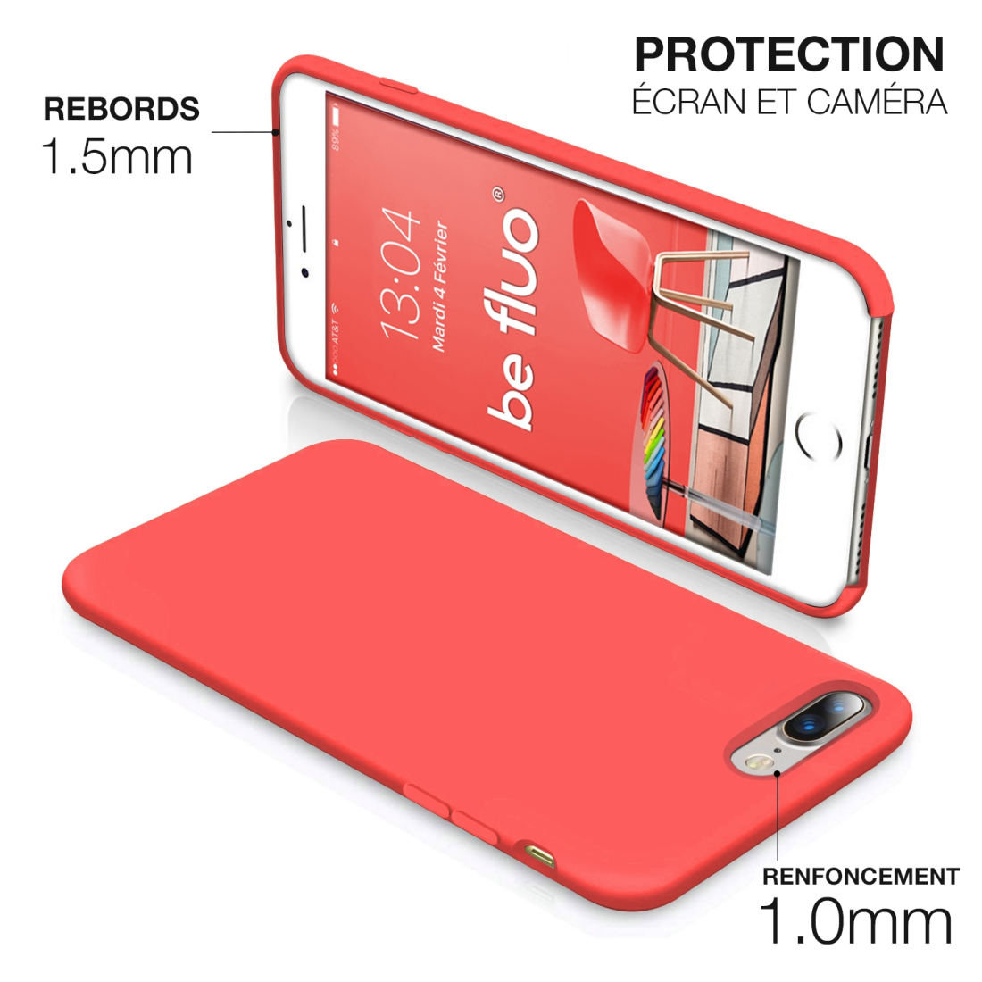 Moxie Coque iPhone 7 Plus/8 Plus [BeFluo] Coque Silicone Fine et Légère pour iPhone 8 Plus et iPhone 7 Plus, Intérieur Microfibr