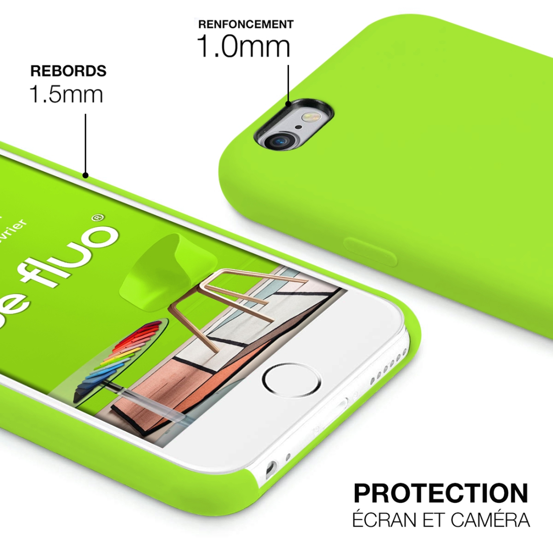 Moxie Coque iPhone 6/6S [BeFluo] Coque Silicone Fine et Légère pour iPhone 6S et iPhone 6, Intérieur Microfibre, Coque Anti-choc