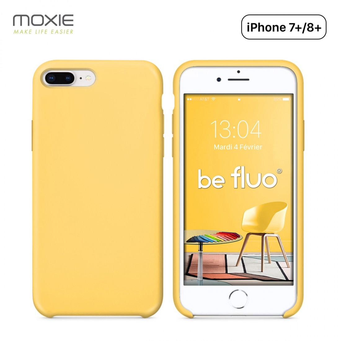 Moxie Coque iPhone 7 Plus/8 Plus [BeFluo] Coque Silicone Fine et Légère pour iPhone 8 Plus et iPhone 7 Plus, Intérieur Microfibr