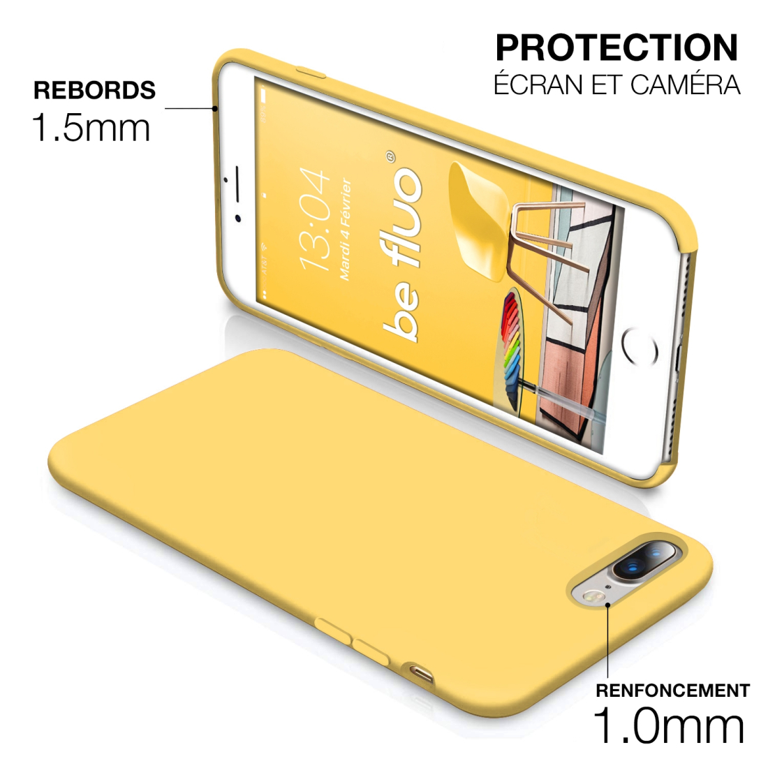 Moxie Coque iPhone 7 Plus/8 Plus [BeFluo] Coque Silicone Fine et Légère pour iPhone 8 Plus et iPhone 7 Plus, Intérieur Microfibr