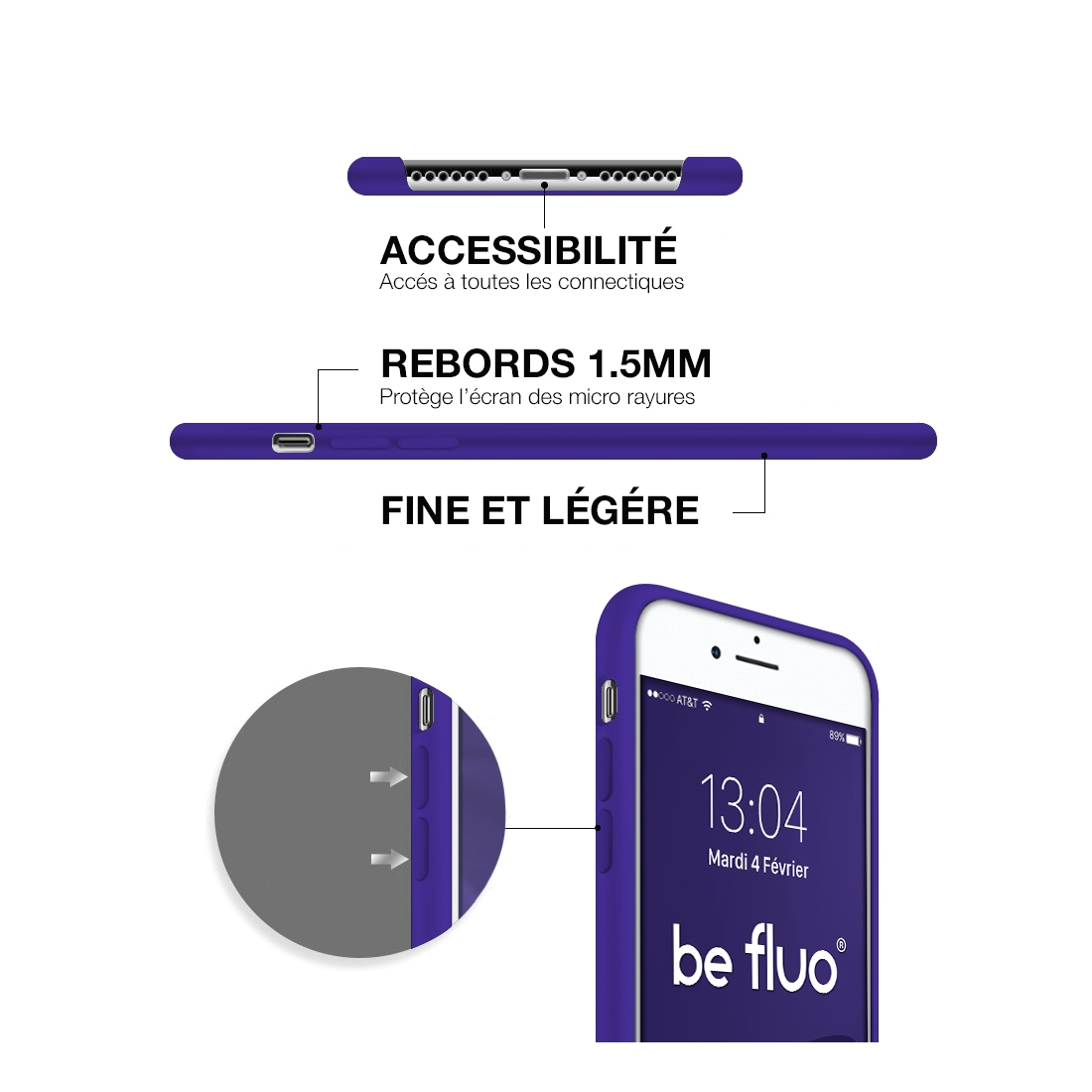 Moxie Coque iPhone 6/6S [BeFluo] Coque Silicone Fine et Légère pour iPhone 6S et iPhone 6, Intérieur Microfibre, Coque Anti-choc