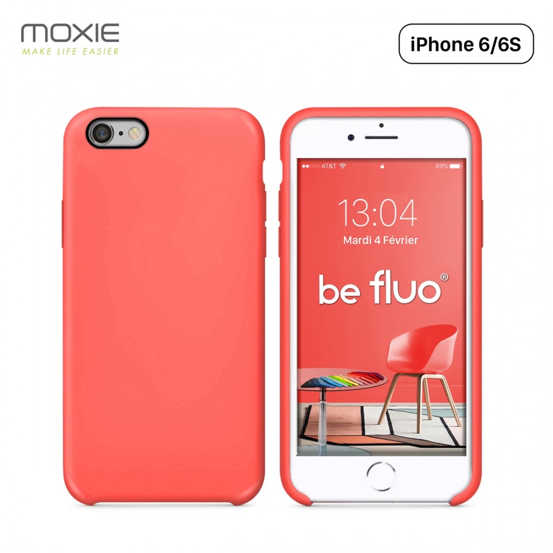 Moxie Coque iPhone 6/6S [BeFluo] Coque Silicone Fine et Légère pour iPhone 6S et iPhone 6, Intérieur Microfibre, Coque Anti-choc