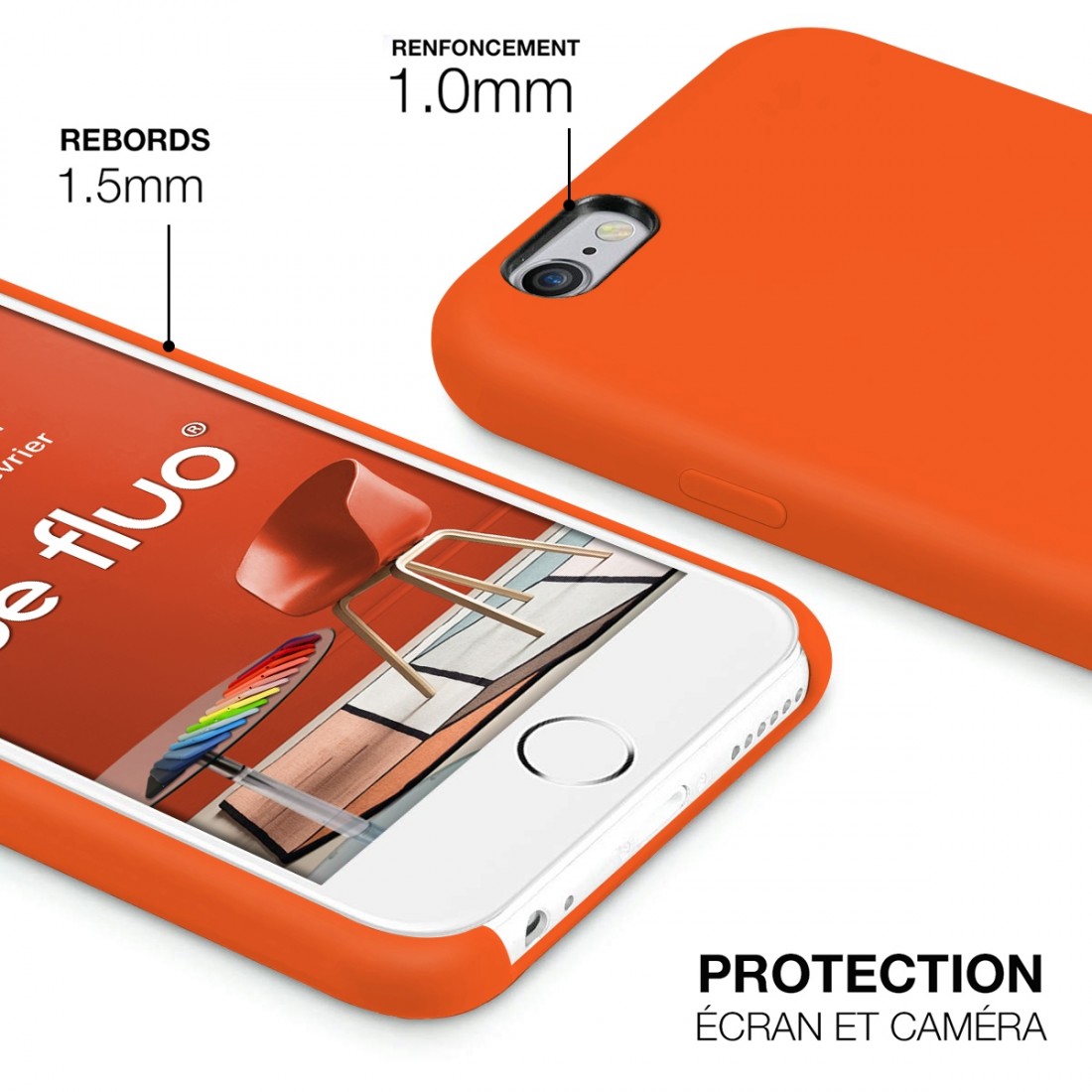 Moxie Coque iPhone 6/6S [BeFluo] Coque Silicone Fine et Légère pour iPhone 6S et iPhone 6, Intérieur Microfibre, Coque Anti-choc