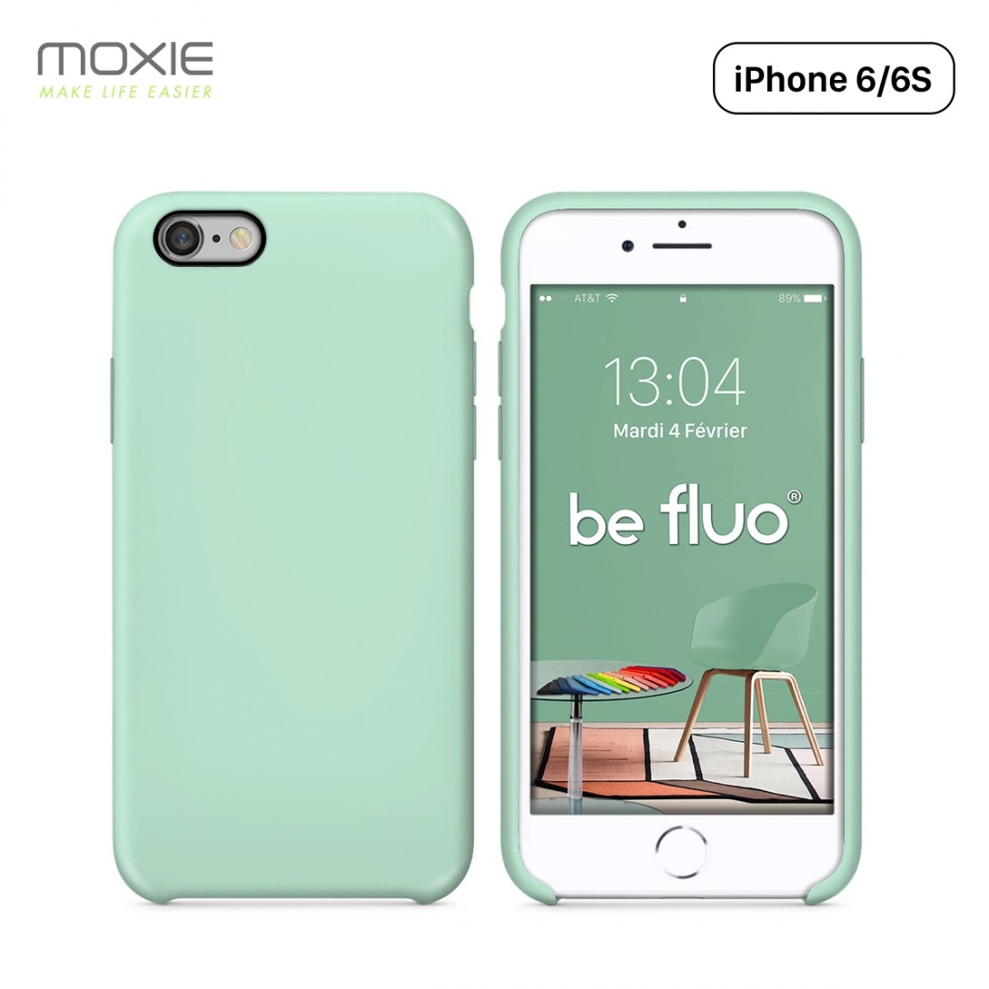 Moxie Coque iPhone 6/6S [BeFluo] Coque Silicone Fine et Légère pour iPhone 6S et iPhone 6, Intérieur Microfibre, Coque Anti-choc