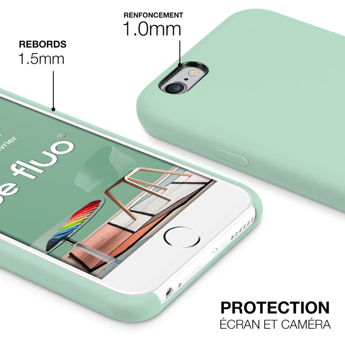 Moxie Coque iPhone 6/6S [BeFluo] Coque Silicone Fine et Légère pour iPhone 6S et iPhone 6, Intérieur Microfibre, Coque Anti-choc