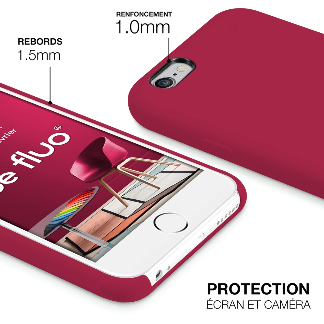 Moxie Coque iPhone 6/6S [BeFluo] Coque Silicone Fine et Légère pour iPhone 6S et iPhone 6, Intérieur Microfibre, Coque Anti-choc