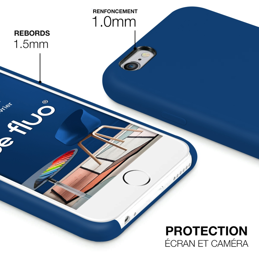 Moxie Coque iPhone 6/6S [BeFluo] Coque Silicone Fine et Légère pour iPhone 6S et iPhone 6, Intérieur Microfibre, Coque Anti-choc