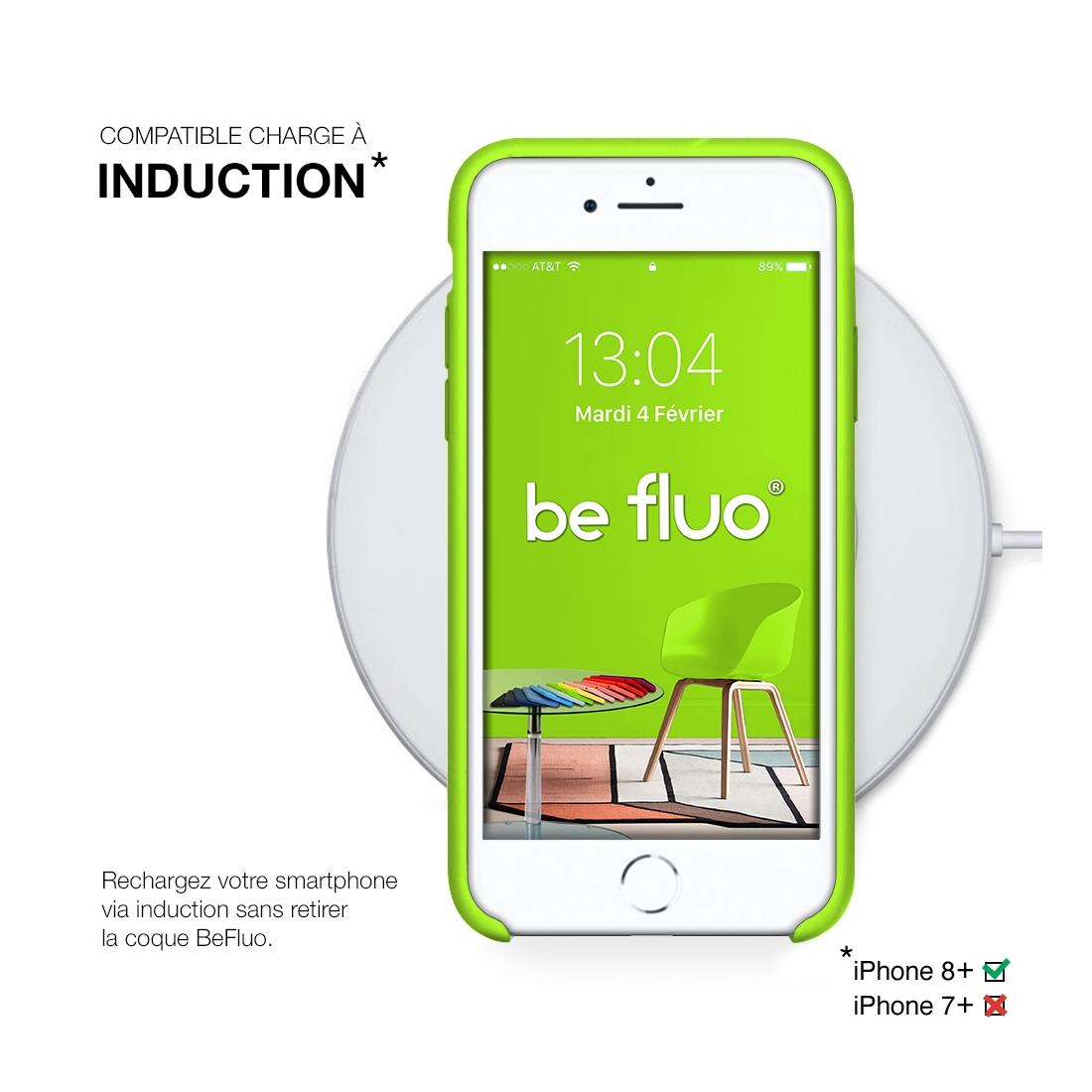 Moxie Coque iPhone 7 Plus/8 Plus [BeFluo] Coque Silicone Fine et Légère pour iPhone 8 Plus et iPhone 7 Plus, Intérieur Microfibr