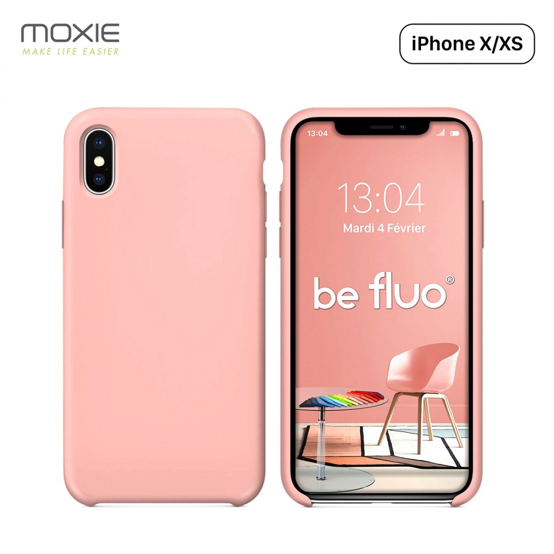 Moxie Coque iPhone XS / iPhone X [BeFluo] Coque Silicone Fine et Légère pour iPhone XS 5.8" et iPhone X, Intérieur Microfibre, C