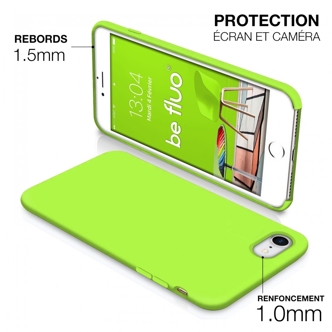 Moxie Coque iPhone 7/8/SE 2020 [BeFluo] Coque Silicone Fine et Légère pour iPhone 8, iPhone 7 et iPhone SE 2020, Intérieur Micro