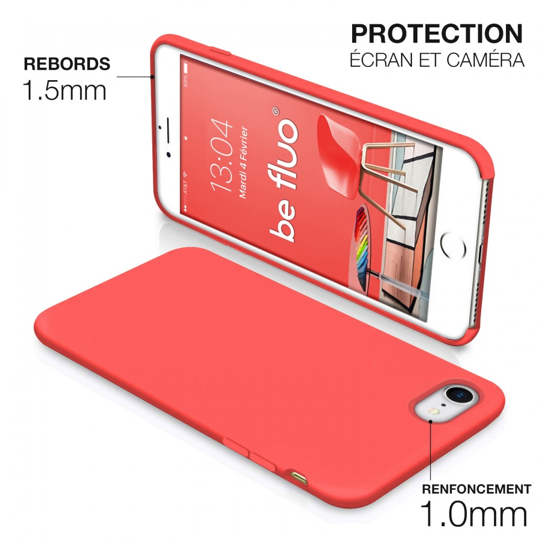 Moxie Coque iPhone 7/8/SE 2020 [BeFluo] Coque Silicone Fine et Légère pour iPhone 8, iPhone 7 et iPhone SE 2020, Intérieur Micro