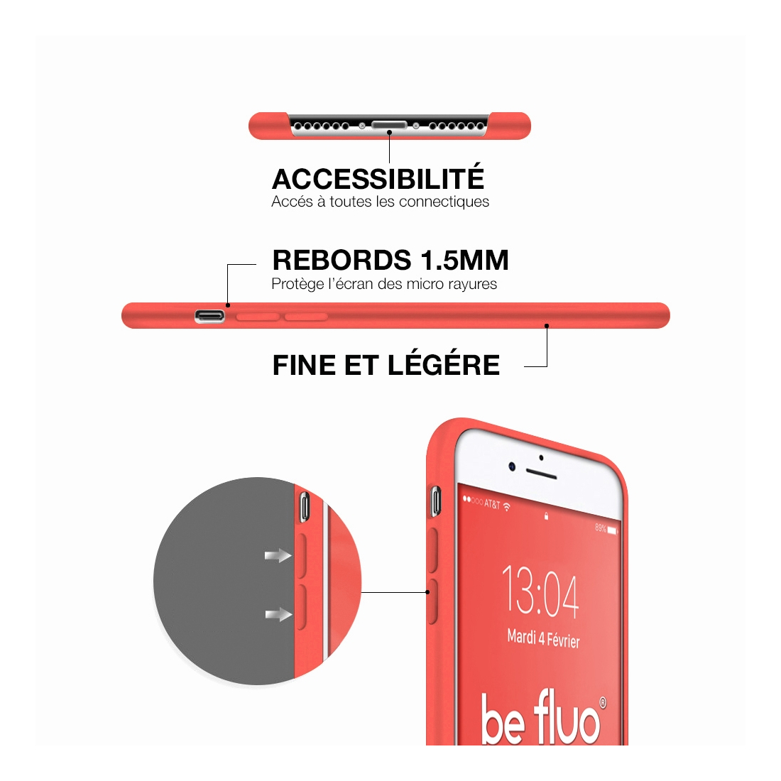Moxie Coque iPhone 7/8/SE 2020 [BeFluo] Coque Silicone Fine et Légère pour iPhone 8, iPhone 7 et iPhone SE 2020, Intérieur Micro